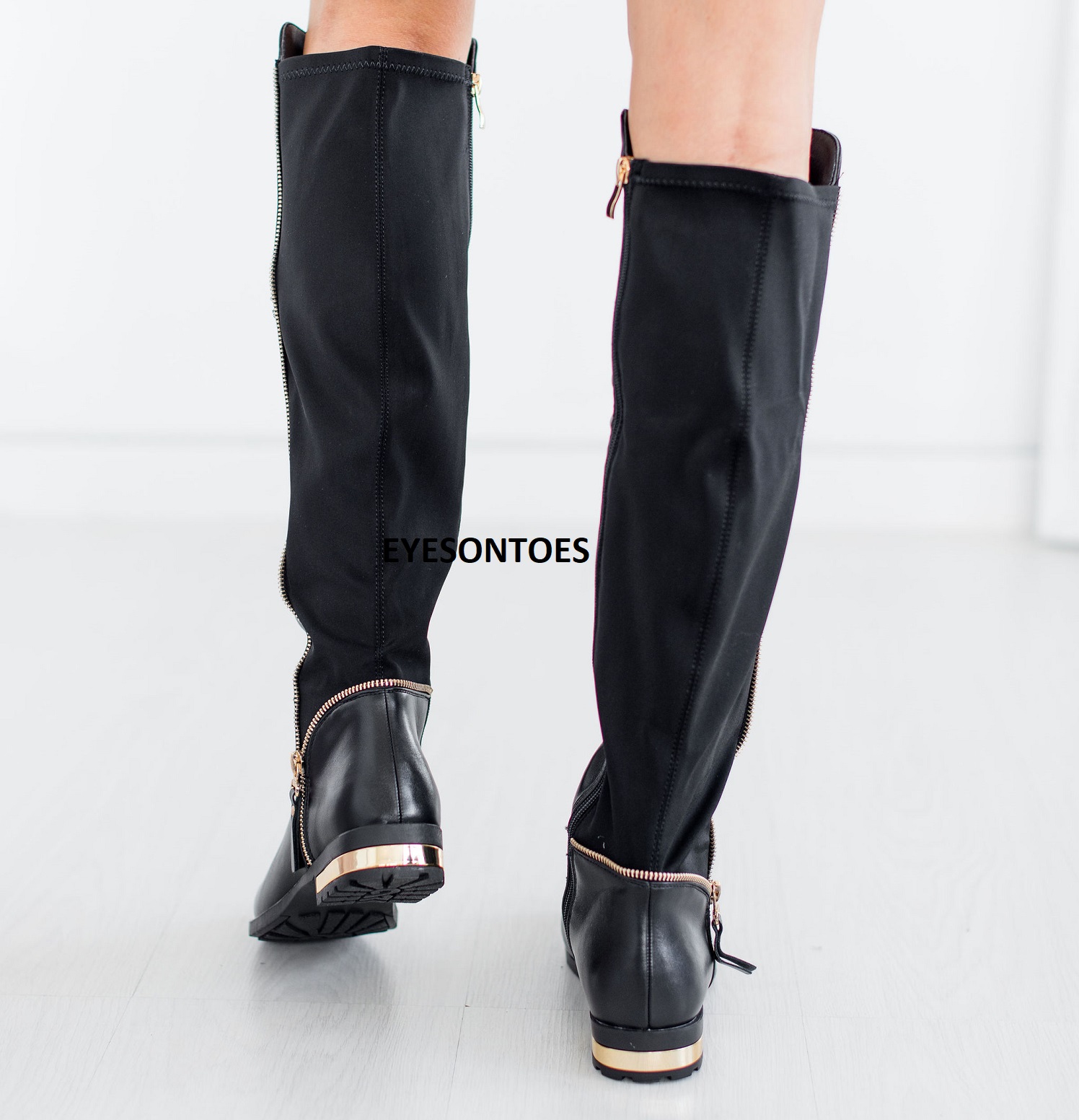 booties with gold trim